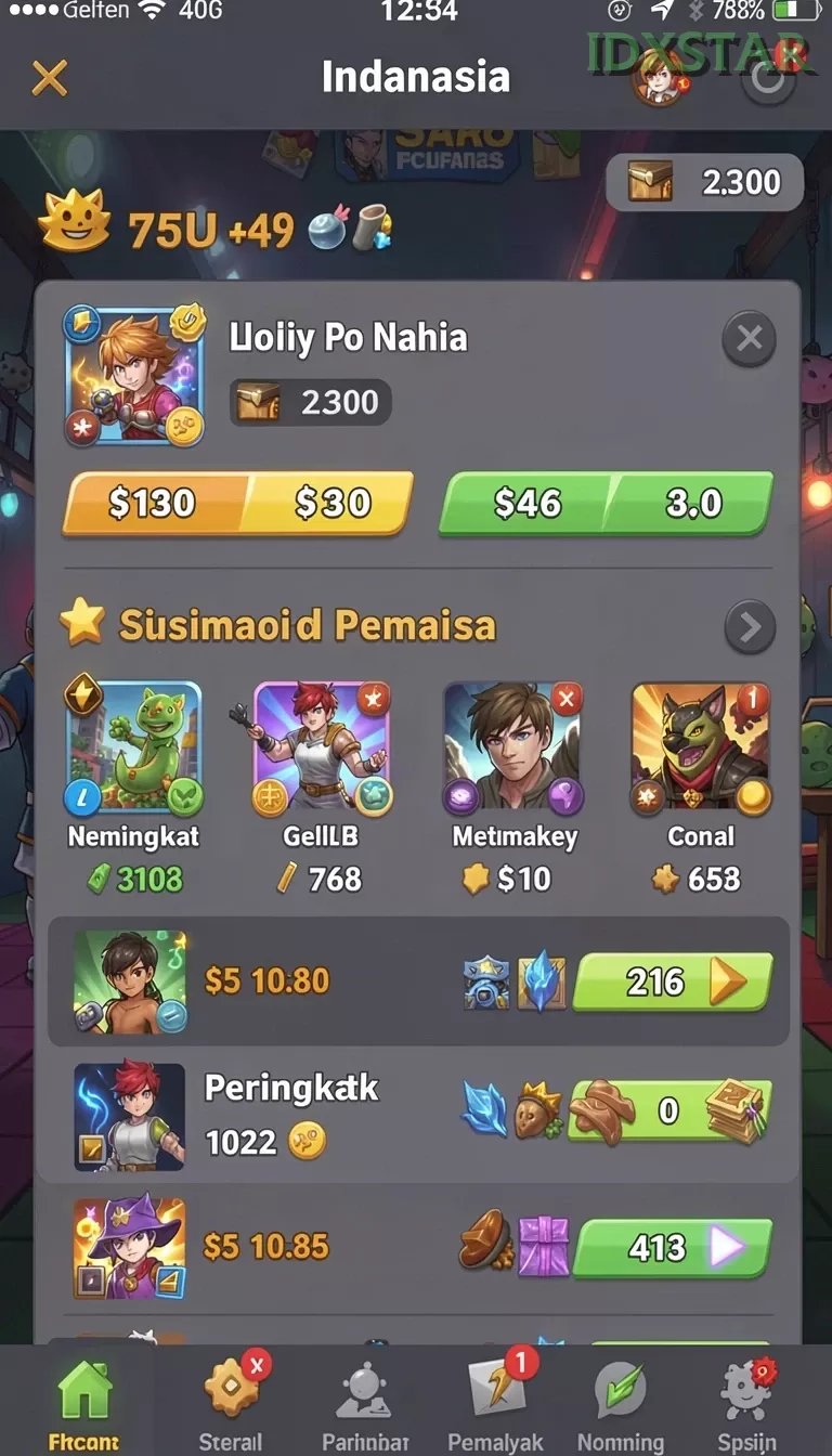 Cuplikan layar ID66 — menu navigasi